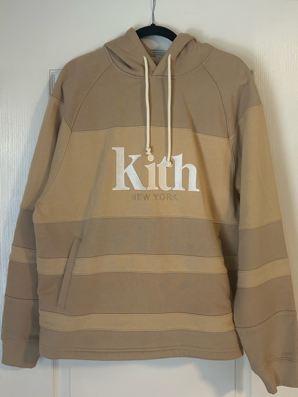 Kith Men's Two-Tone Tan Striped Delk Hockey Jersey Hoodie